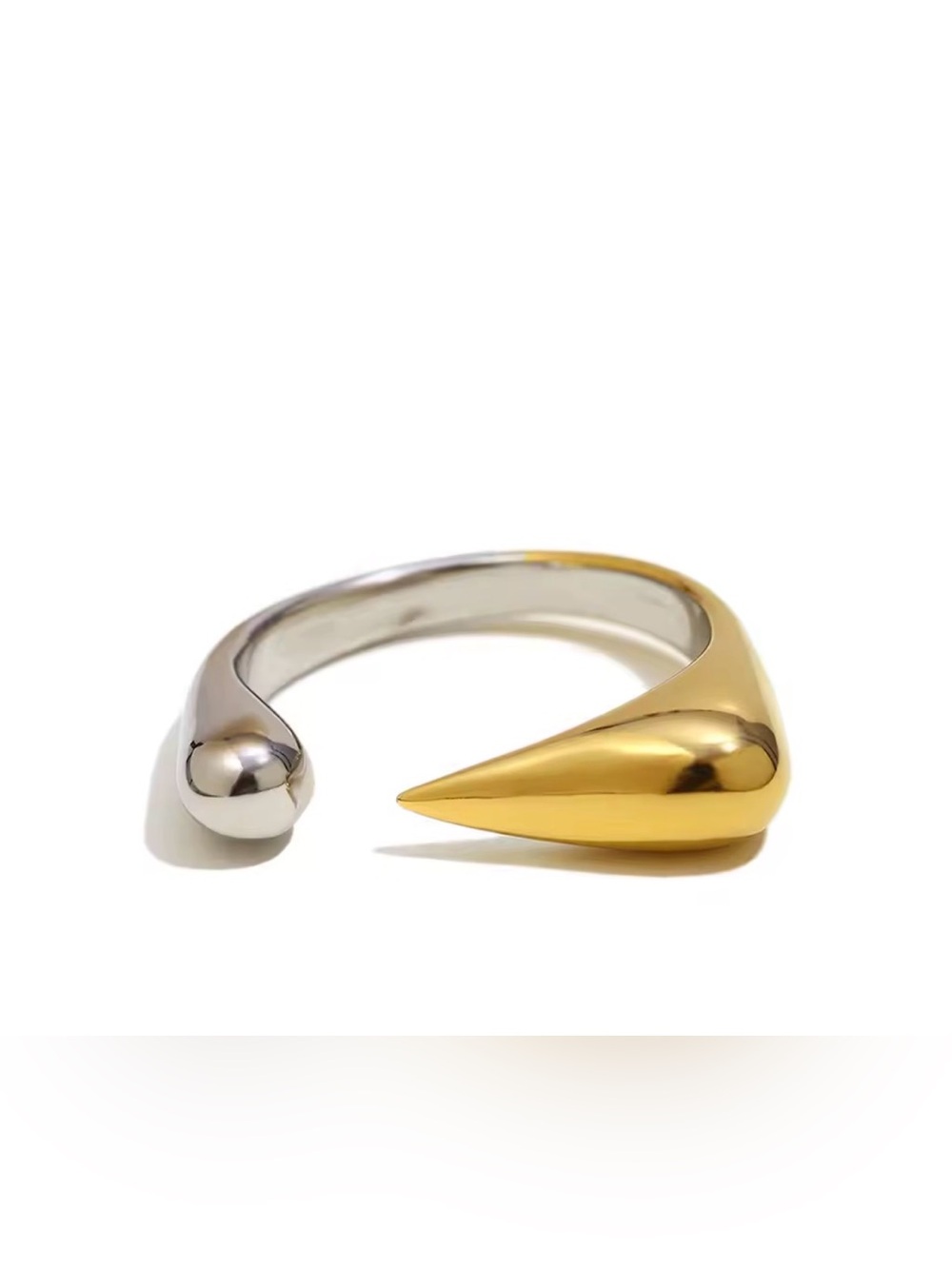 Two-Tone Gold and Silver Spike Cuff Bracelet - Women Jewelry